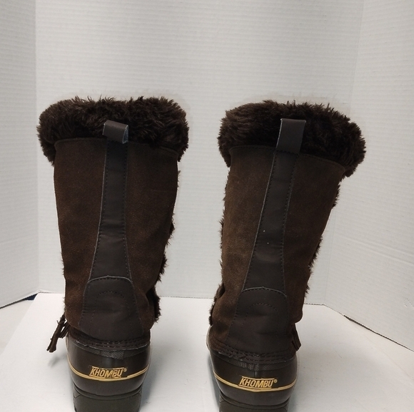 Khombu boots calf high Suede Leather Faux Fur Lined Lace up brow… - Picture 4 of 8